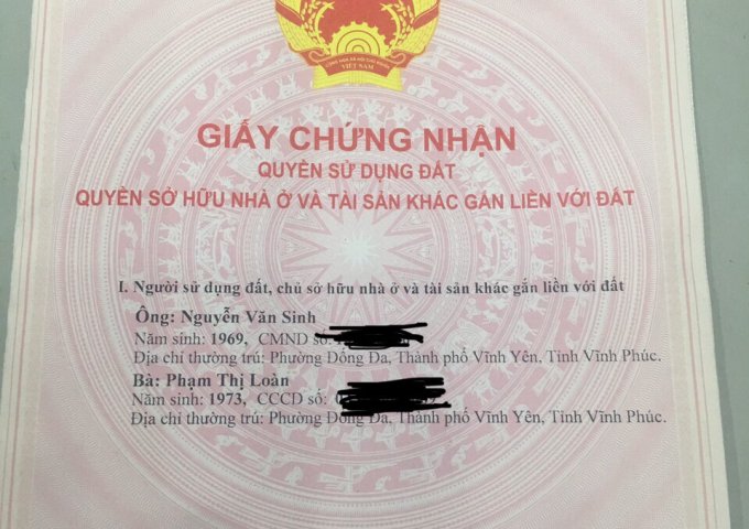 CHÍNH CHỦ CẦN BÁN NHÀ MẶT ĐƯỜNG PHƯỜNG TÍCH SƠN- TP VĨNH YÊN- VĨNH PHÚC