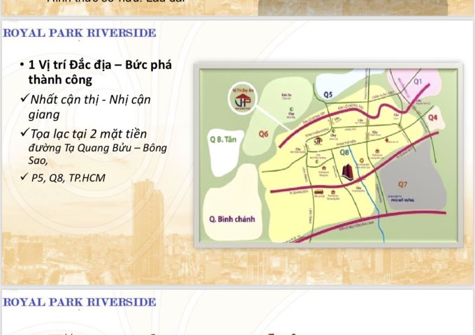 Royal Park Riverside mặt tiền Tạ Quang Bửu Quận 8 mở bán GĐ 1