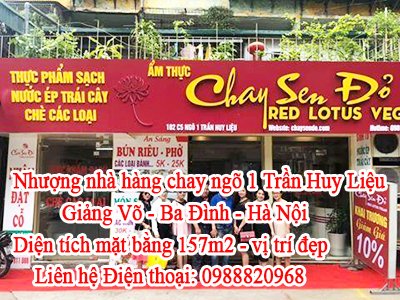 Nhượng nhà hàng chay ngõ 1 Trần Huy Liệu - Giảng Võ - Ba Đình - Hà Nội