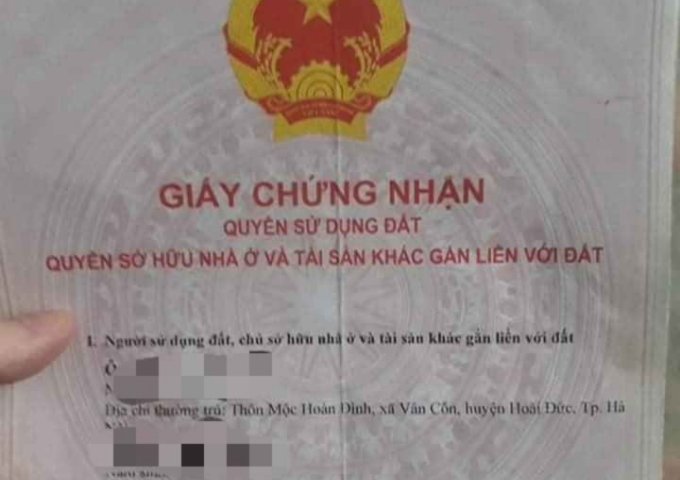 CHÍNH CHỦ BÁN LÔ ĐẤT CẠNH NGÃ BA THÔN MỘC HOÀN ĐÌNH - XÃ VÂN CÔN, HOÀI ĐỨC, HÀ NỘI