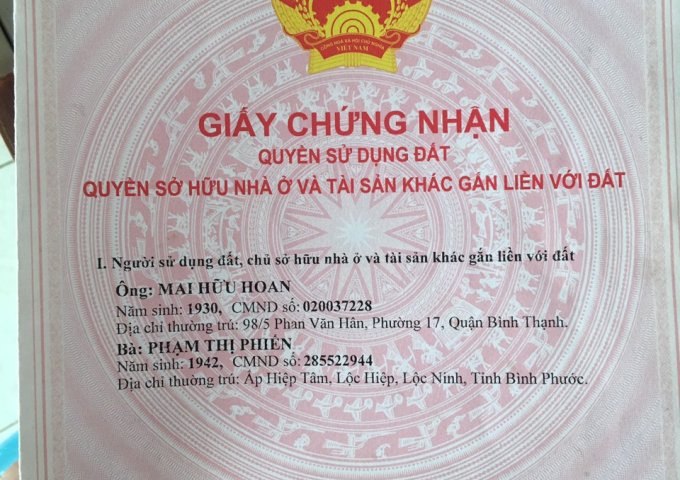 CẦN BÁN GẤP ĐẤT TẠI , 98/5 PHẠM VĂN HÂN , PHƯỜNG 17 , QUẬN BÌNH THẠNH , TP HỒ CHÍ MINH