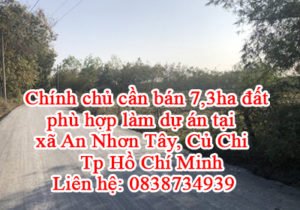 Chính chủ cần bán đất phù hợp làm dự án tại xã An Nhơn Tây, Củ Chi, Tp Hồ Chí Minh