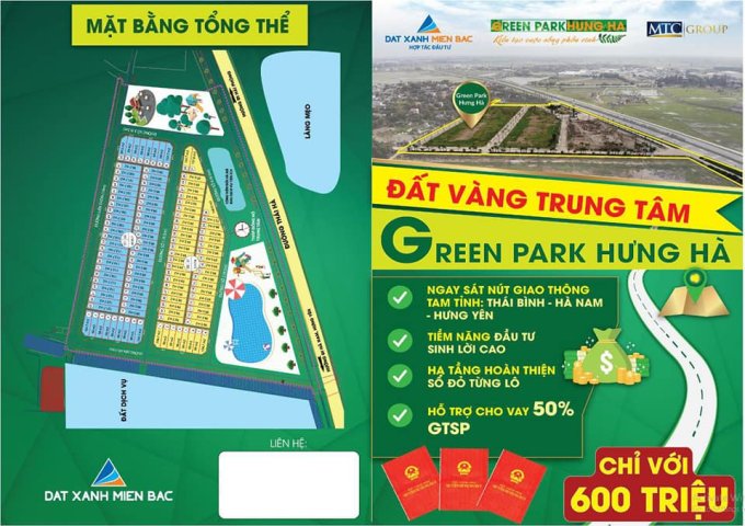 Mở bán dự án green park Hưng Hà cơ hội cho các nhà đầu tư chỉ cần bỏ 600tr