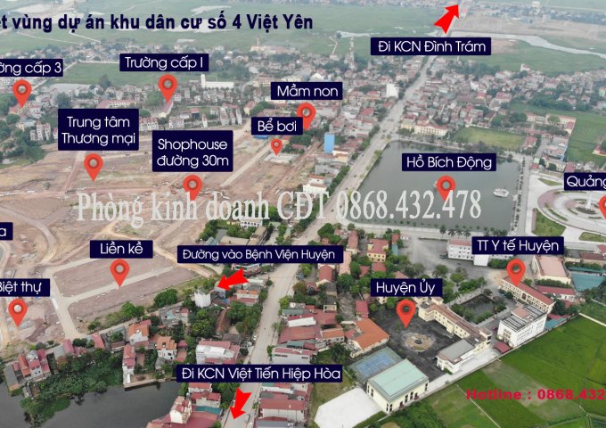 Bán đất nền trung tâm thị trấn Bích động, Việt Yên. Gía chỉ từ 1 tỷ/lô chiết khấu 5%