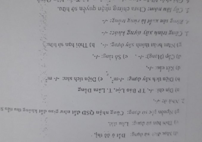 CẦN BÁN NHÀ NGUYÊN CĂN TẠI 949 NGUYỄN VĂN CỪ - LỘC PHÁT - BẢO LỘC - LÂM ĐỒNG