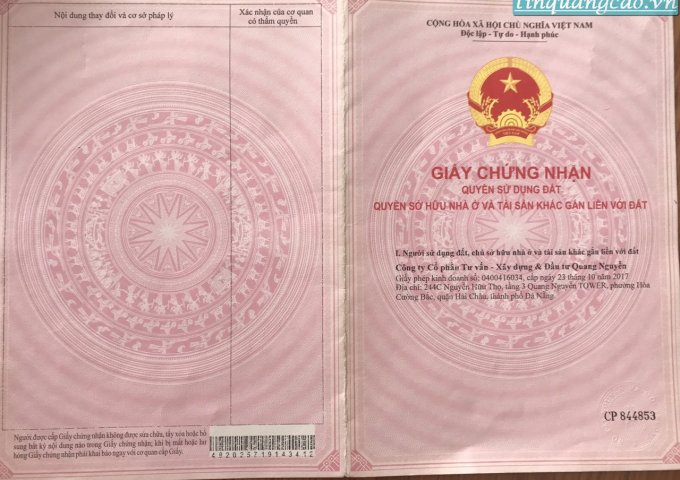 Cần bán chung cư Quang Nguyễn Tower 244C Nguyễn Hữu Thọ, căn 51m2, vị trí ngay trung tâm thành phố Đà Nẵng