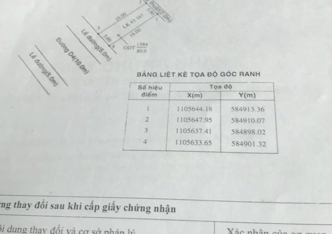 Bán nền D4 Hồng Loan Tây Nam dt 5x16- Giá 1.95 tỷ (Thống)