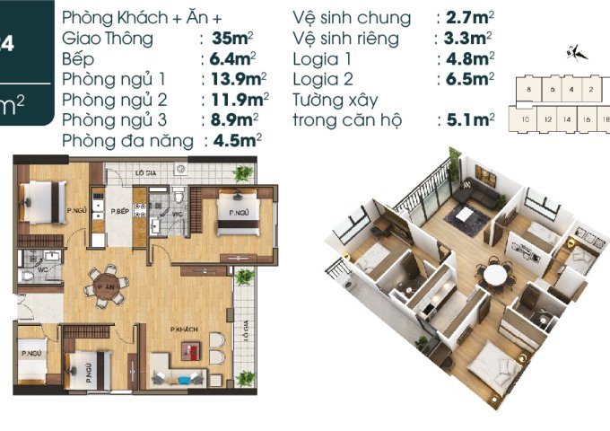 Cần bán gấp căn hộ TSG Lotus Long Biên - Ban công ĐN 103 m2 thông thủy, giá 2,49 tỷ. LH 0946120300