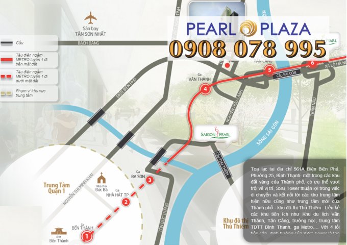 Cho thuê văn phòng Pearl Plaza, Điện Biên Phủ, Q Bình Thạnh, DT 100-200-300m2. Hotline 0908078995