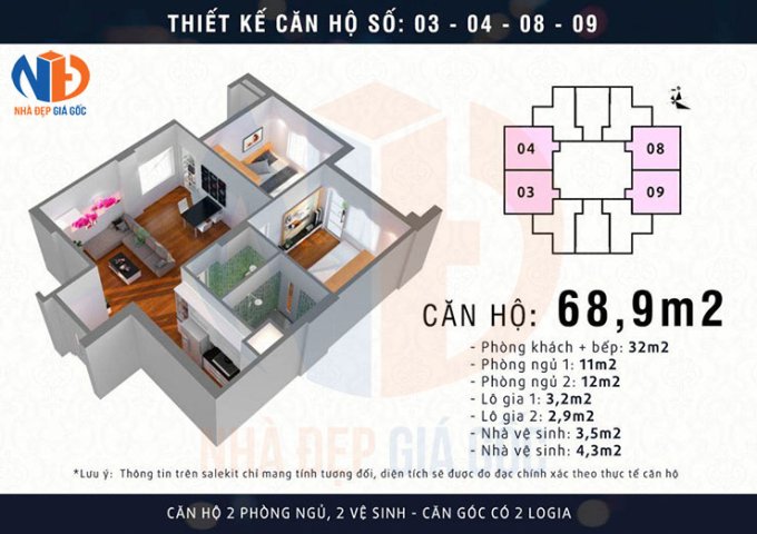 Bán căn hộ chung cư tại Dự án Mipec Kiến Hưng_Hà Đông diện tích 68m2  giá 1,136 Tỷ