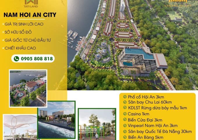 Nam Hội An City, đất mặt tiền sông thích hợp xây khách sạn.lh 0905194484