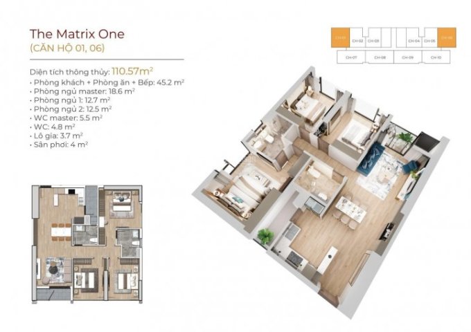 Chỉ từ 430 triệu sở hữu ngay căn 2PN 86m2 tại chung cư cao cấp The Matrix One view đường đua F1