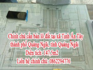 Chính chủ cần bán lô đất tại xã Tịnh Ấn Tây, thành phố Quảng Ngãi, tỉnh Quảng Ngãi
