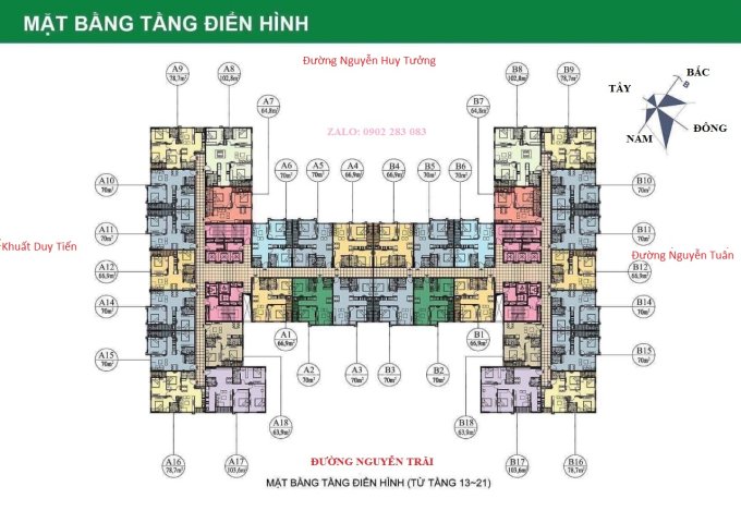Cần bán căn hộ chung cư 282 Nguyễn Huy Tưởng, căn hộ 70m tầng 20 giá 23.5 tr/m2