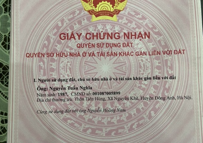Chính chủ cần bán đất đấu giá xã Nguyên Khê Đông Anh thành phố Hà Nội 