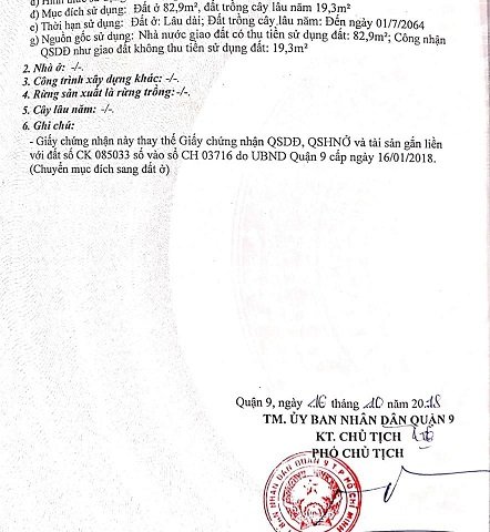 Bán đất mặt hẻm 124 Trương Văn Thành P.Hiệp Phú Q9