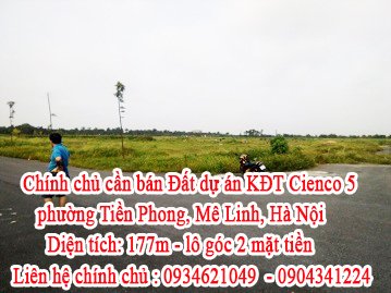 Bán Đất dự án KĐT Cienco 5, phường Tiền Phong, Mê Linh, Hà Nội.