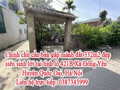 Chính chủ cần bán gấp mảnh đất đẹp siêu sinh lời tại tỉnh lộ 421B Xã Đông Yên, Huyện Quốc Oai, Hà Nội