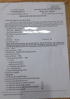 Chính chủ cần bán mảnh đất 90,94m2 hai mặt tiền 13,5m x 6m, ô góc tại Quốc Oai, Hà Nội