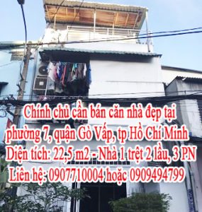 Chính chủ cần bán căn nhà đẹp tại phường 7, quận Gò Vấp, tp Hồ Chí Minh