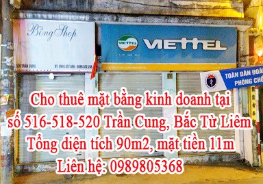 Cho thuê mặt bằng kinh doanh tại số 516-518-520 Trần Cung, Bắc Từ Liêm