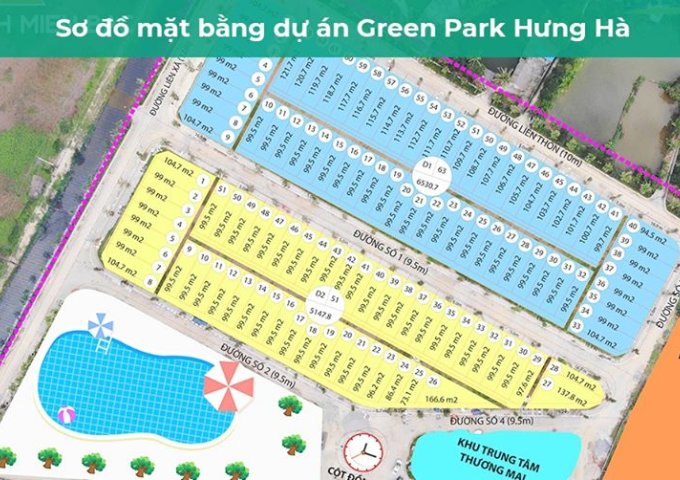 Ưu đãi lớn nhất - Chỉ 820tr/lô dự án Green Park Hưng Hà