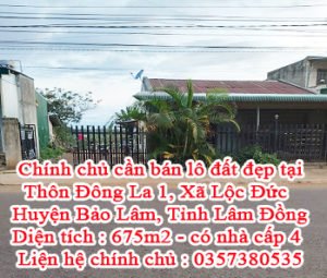 Chính chủ cần bán lô đất đẹp tại Thôn Đông La 1, Xã Lộc Đức, Huyện Bảo Lâm, Tỉnh Lâm Đồng