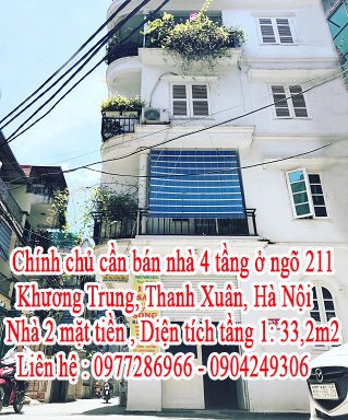 Chính chủ cần bán nhà 4 tầng ở ngõ 211 Khương Trung, Thanh Xuân, Hà Nội