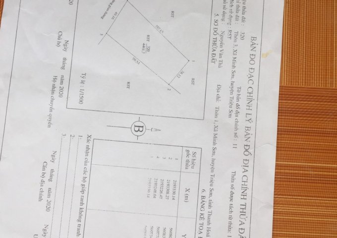 CẦN BÁN 4461,7M2 ĐẤT 50 NĂM TẠI THÔN 3 ,XÃ MINH SƠN, HUYỆN TRIỆU SƠN, TỈNH THANH HÓA