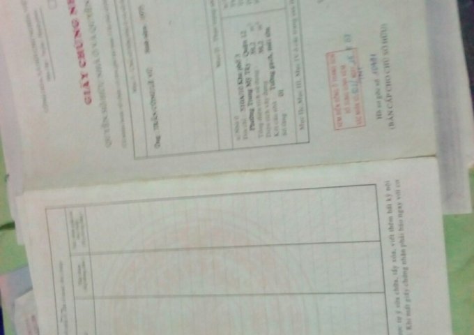 CHÍNH CHỦ CẦN BÁN GẤP NHÀ TẠI PHƯỜNG TRUNG MỸ TÂY QUẬN 12 TP.HỒ CHÍ MINH .