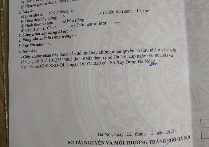 CHÍNH CHỦ BÁN ĐẤT SỔ ĐỎ CC A5 ĐƯỜNG CHIẾN THẮNG, P.VĂN QUÁN, HÀ ĐÔNG, HÀ NỘI