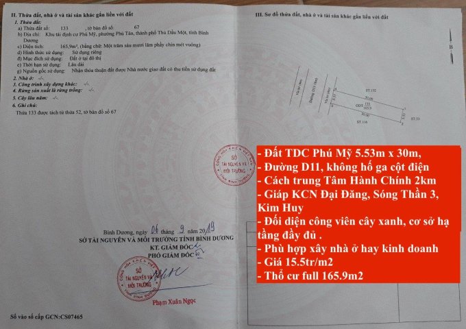 BÁN ĐẤT ĐƯỜNG D11 KHU TĐC PHÚ MỸ - P PHÚ TÂN (CHÍNH CHỦ) TP MỚI BÌNH DƯƠNG, BÌNH DƯƠNG