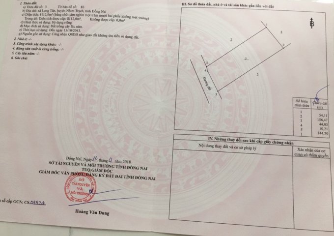 CHÍNH CHỦ BÁN LÔ ĐẤT 8112M2 - CHỈ 1.7 TỶ/CÔNG - LONG TÂN - NHƠN TRẠCH. LHCC: 0907.536.536