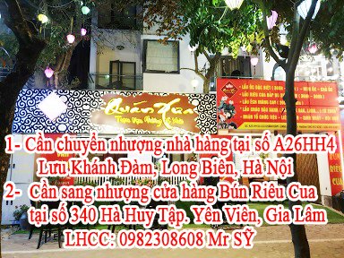 Cần chuyển nhượng nhà hàng tại số A26HH4 Lưu Khánh Đàm, Long Biên, Hà Nội.