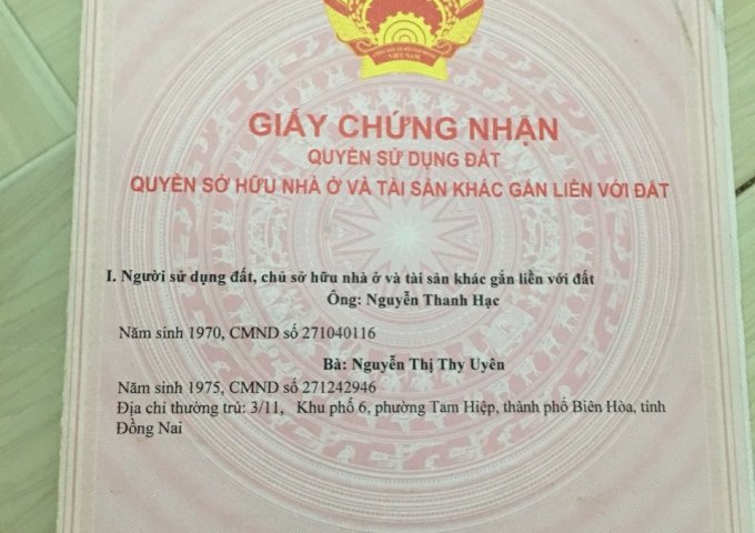 CHÍNH CHỦ CẦN BÁN LÔ ĐẤT DT 100M2 - HỐ NAI 3 - TRẢNG BOM - ĐỒNG NAI. LHCC: 0967017026 Đăng ngày: 08:55 - 17/09/2020 - Số lượt xem: 62