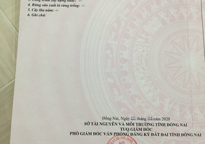 CHÍNH CHỦ CẦN BÁN LÔ ĐẤT DT 100M2 - HỐ NAI 3 - TRẢNG BOM - ĐỒNG NAI. LHCC: 0967017026 Đăng ngày: 08:55 - 17/09/2020 - Số lượt xem: 62