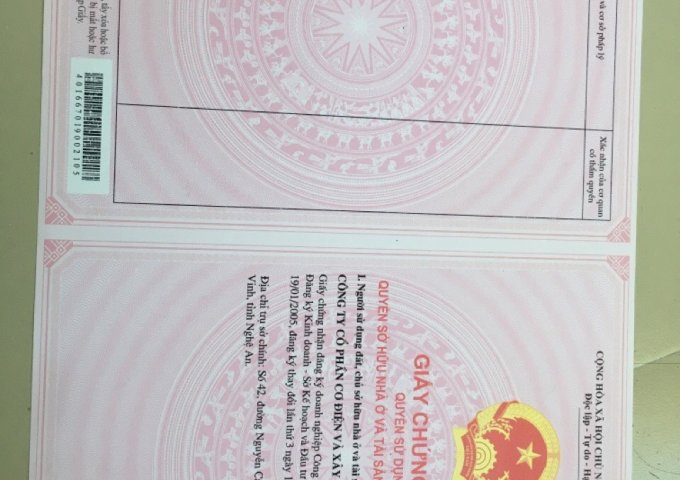 BÁN ĐẤT KHỐI 2 PHƯỜNG QUÁN BÀU , TP VINH, NGHỆ AN