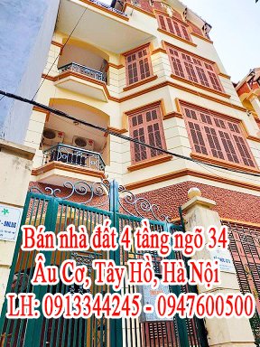 Bán nhà đất ngõ 34 Âu Cơ, Tây Hồ, Hà Nội
