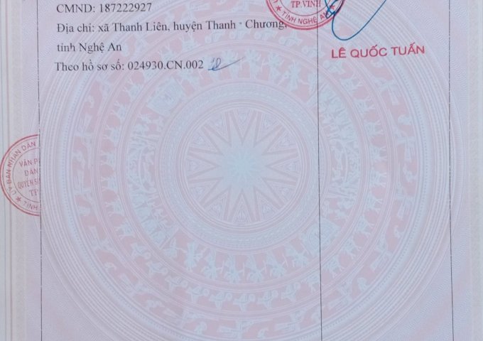 CHÍNH CHỦ CẦN BÁN LÔ ĐẤT ĐẸP TẠI XÓM YÊN BÌNH - XÃ HƯNG ĐÔNG - TP. VINH - TỈNH NGHỆ AN .