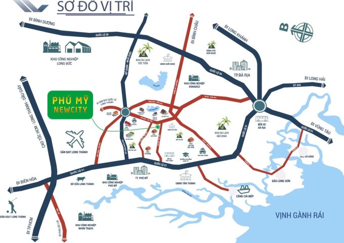 Dự án Phú Mỹ New City nằm ngay trung tâm Phú Mỹ đường Hắc Dịch - Tóc Tiên, Bà Rịa - Vũng Tàu.