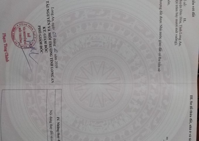 CHÍNH CHỦ CẦN BÁN LÔ ĐẤT ĐẸP TẠI ẤP 1 - XÃ ĐỨC HÒA ĐÔNG - H.ĐỨC HÒA - T.LONG AN .