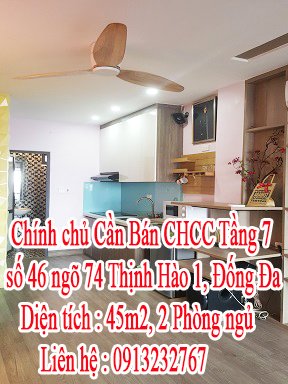 Chính chủ Cần Bán CHCC Tầng 7 số 46 ngõ 74 Thịnh Hào 1 - Đống Đa - Hà Nội