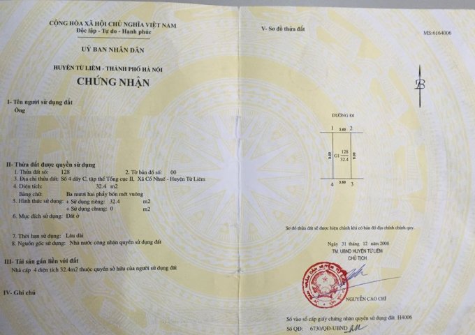 BÁN ĐẤT TẬP THỂ TỔNG CỤC II, PHƯỜNG CỔ NHUẾ 1, QUẬN BẮC TỪ LIÊM, HÀ NỘI