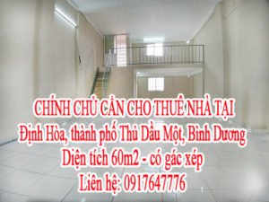 CHÍNH CHỦ CẦN CHO THUÊ NHÀ TẠI Định Hòa, thành phố Thủ Dầu Một, tỉnh Bình Dương