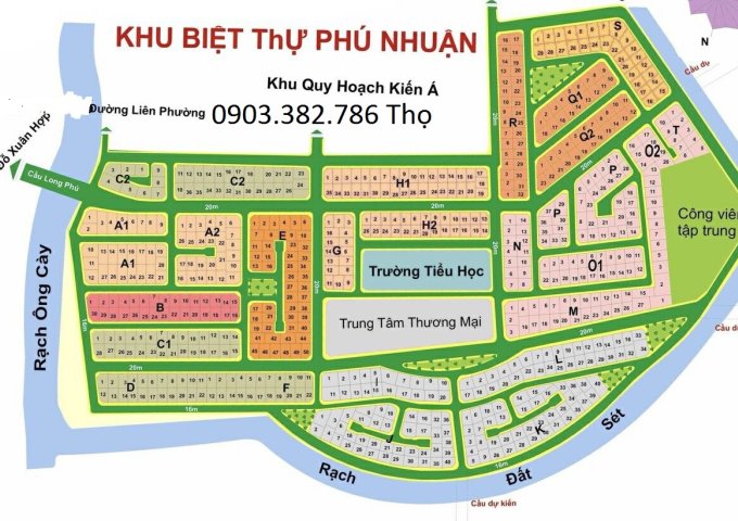 Bán gấp lô D đường 20m, đất nền dự án Phú Nhuận, Q9, Đường Đỗ Xuân Hợp - Liên Phường. LH 0903382786 Thọ