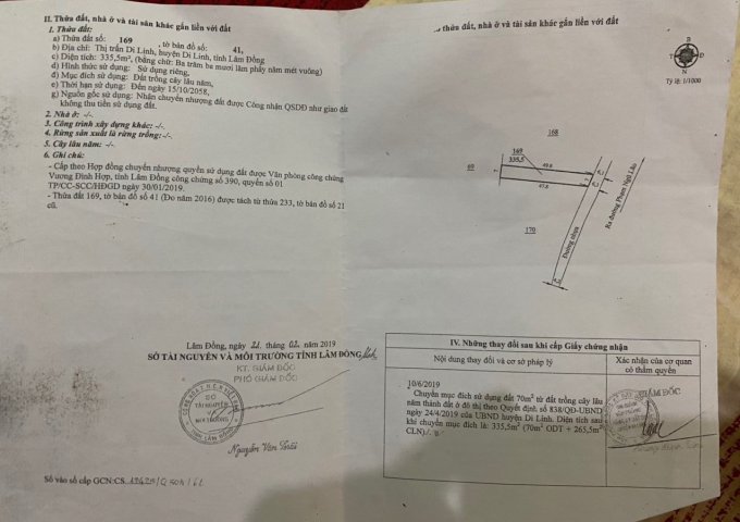 Kẹt tiền trả nợ cần bán gấp đất đường Phạm Ngũ Lão, thị trấn Di Linh, Lâm Đồng.