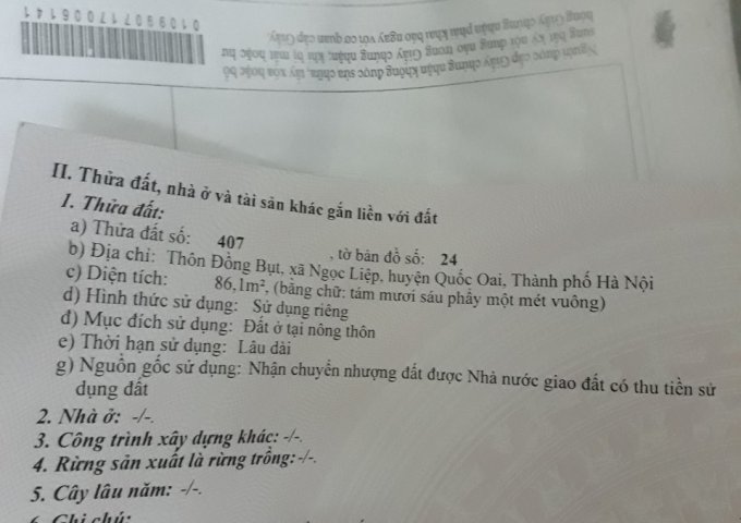 CẦN BÁN ĐẤT THÔN ĐỒNG BỤT NGỌC LIỆP QUỐC OAI