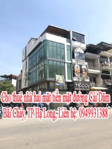 Cho thuê nhà hai mặt tiền mặt đường Cái Dăm, Bãi Cháy, TP Hạ Long