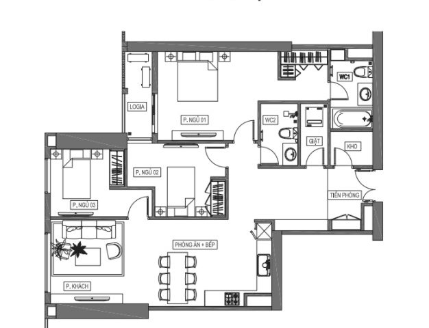 Bán căn hộ 3PN,2VS - Gia đình không có nhu cầu ở - Để lại toàn bộ nội thất