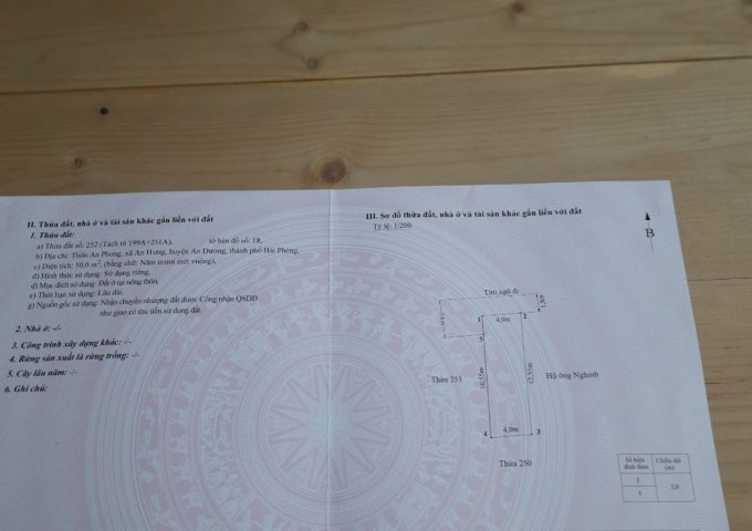 CẦN BÁN LÔ ĐẤT TỌA LẠC TẠI KHU VỰC CỐNG TRẮNG QUÁN TOAN